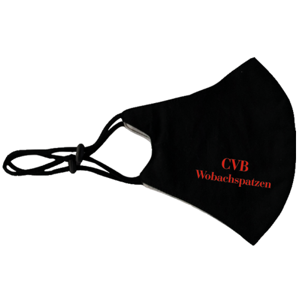 Stoffmaske schwarz "CVB Wobachspatzen"