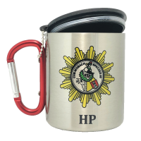 Edelstahltasse mit Karabinerhaken "CVB Wobachspatzen" Wappen Edelstahltasse mit Karabinerhaken "CVB Wobachspatzen" Wappen
